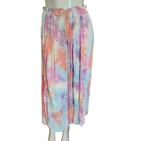 Vintage Skirts Vintage Boho Broomstick Skirt Size Medium Pastel Colors Drawstring Waist